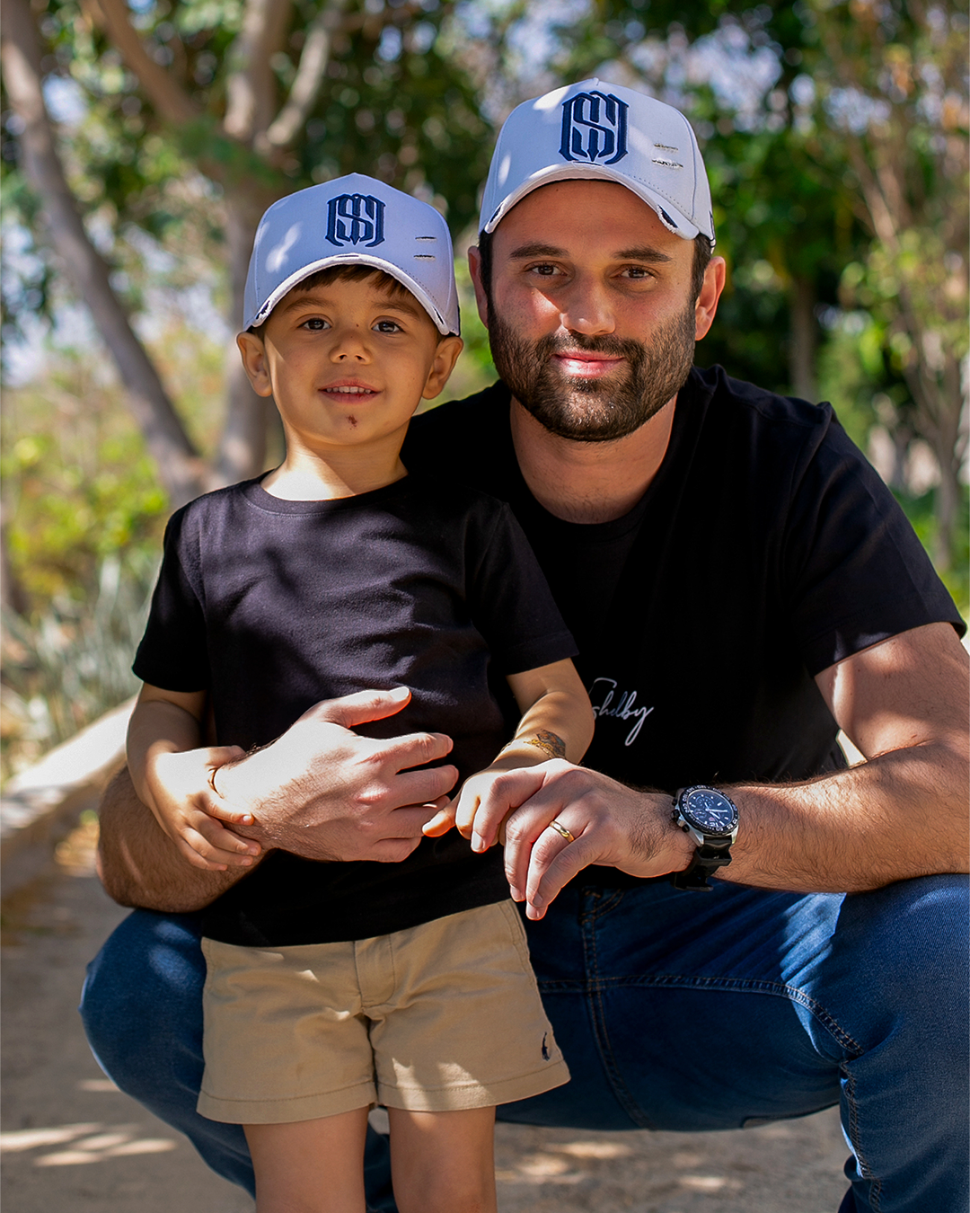 Boné Aba Curva Snapback Mr. Shelby MS-1 Destroyed Branco e Azul