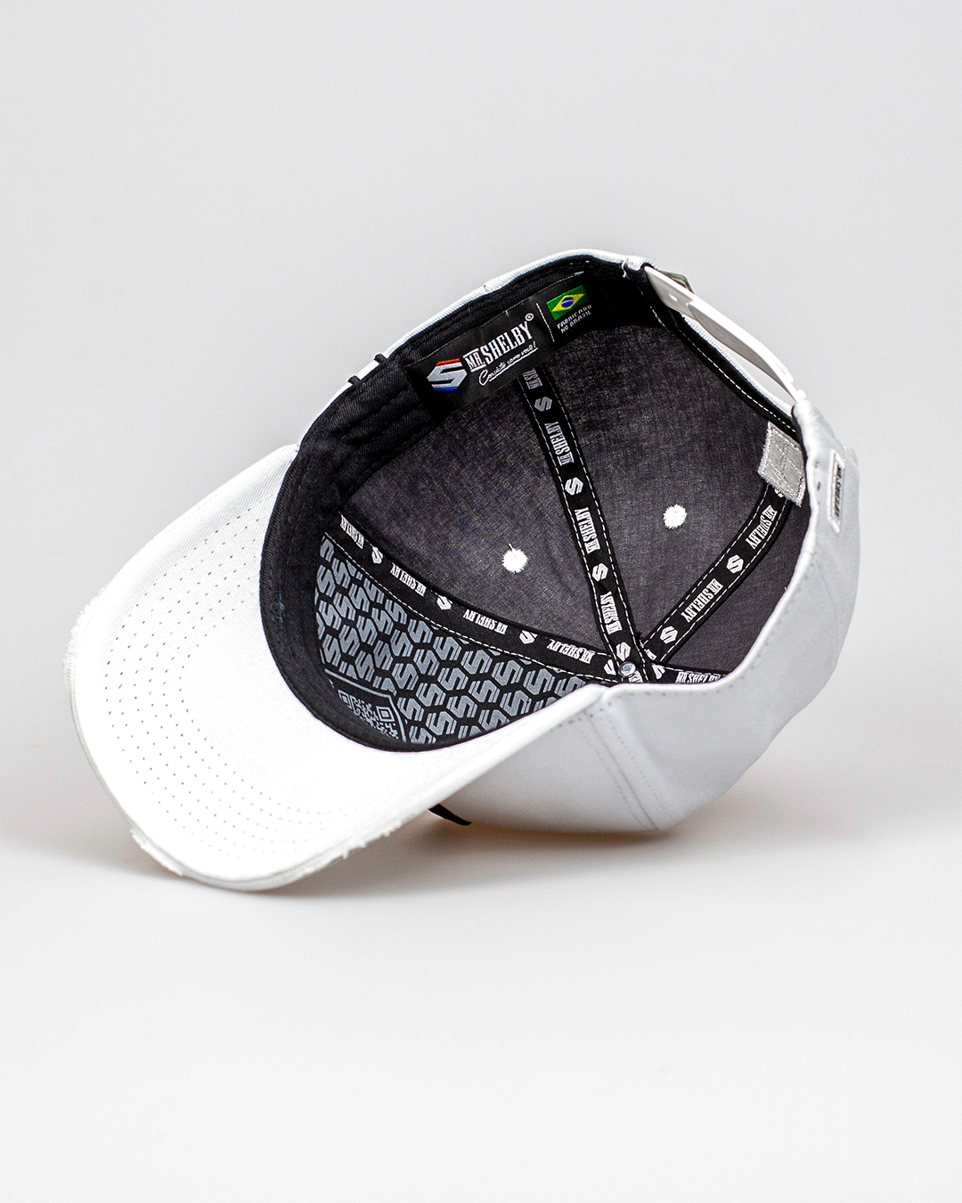 Boné Aba Curva Snapback Mr. Shelby MS-1 Destroyed Branco e Preto