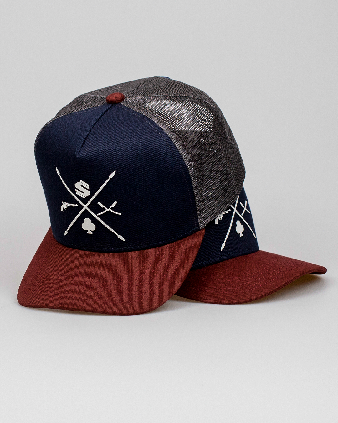 Boné Mr. Shelby Trucker TRENCH Azul Marinho - Vinho e Cinza