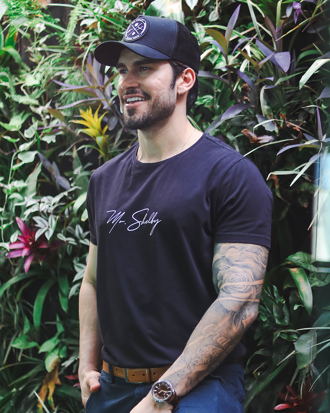 Boné Mr. Shelby Trucker Brasão Preto e Branco