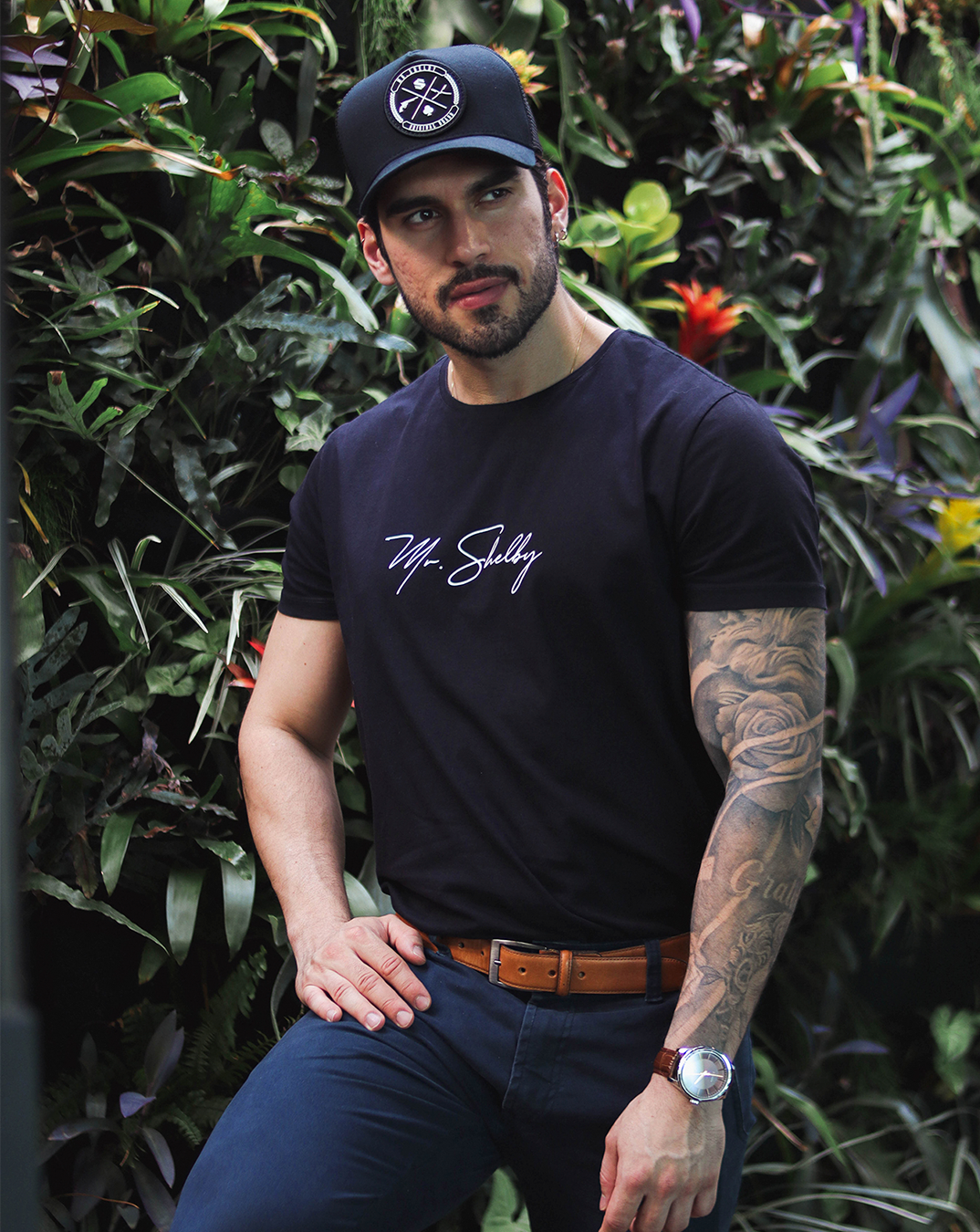 Boné Mr. Shelby Trucker Brasão Preto e Branco