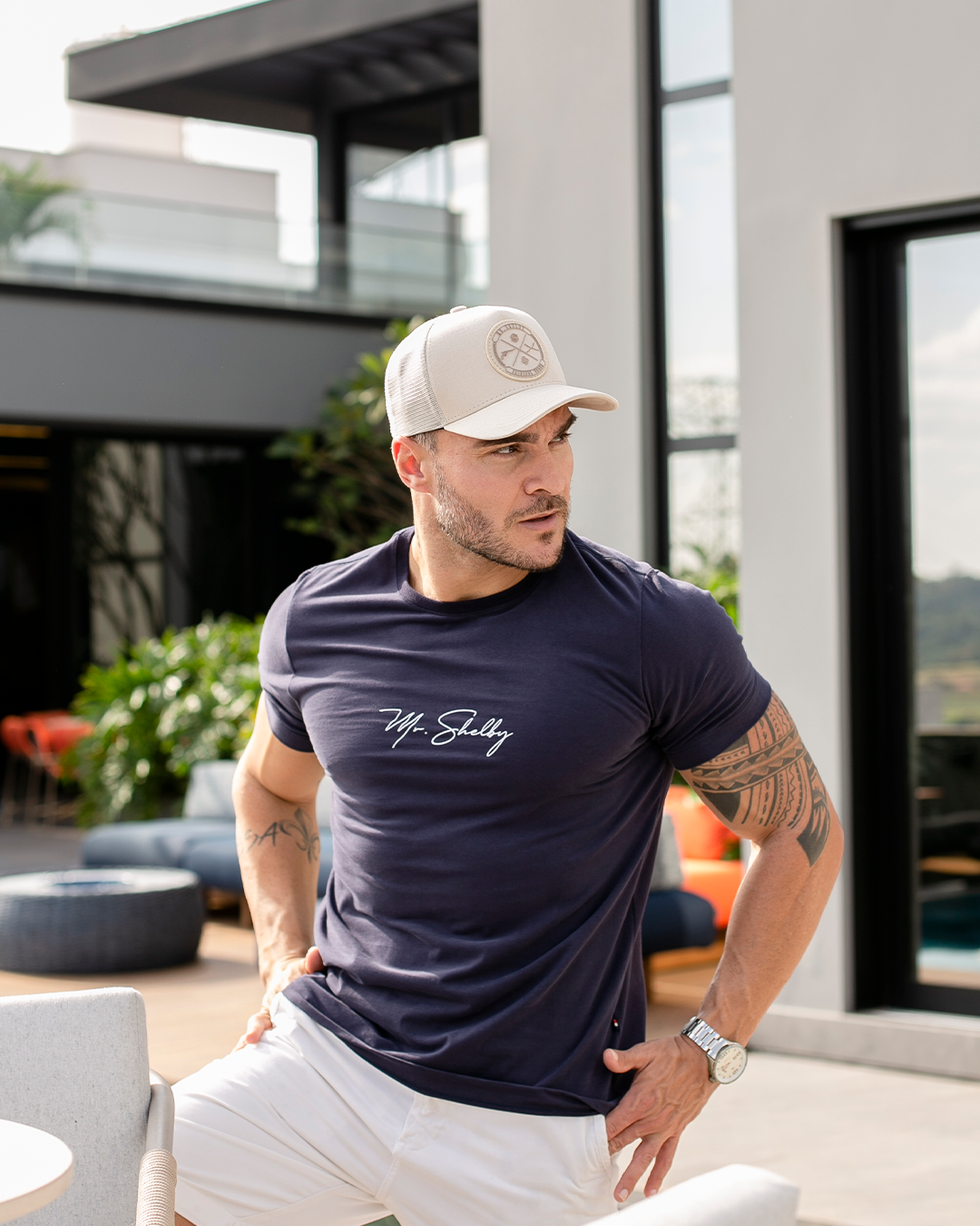 Boné Mr. Shelby Trucker Brasão All Beige