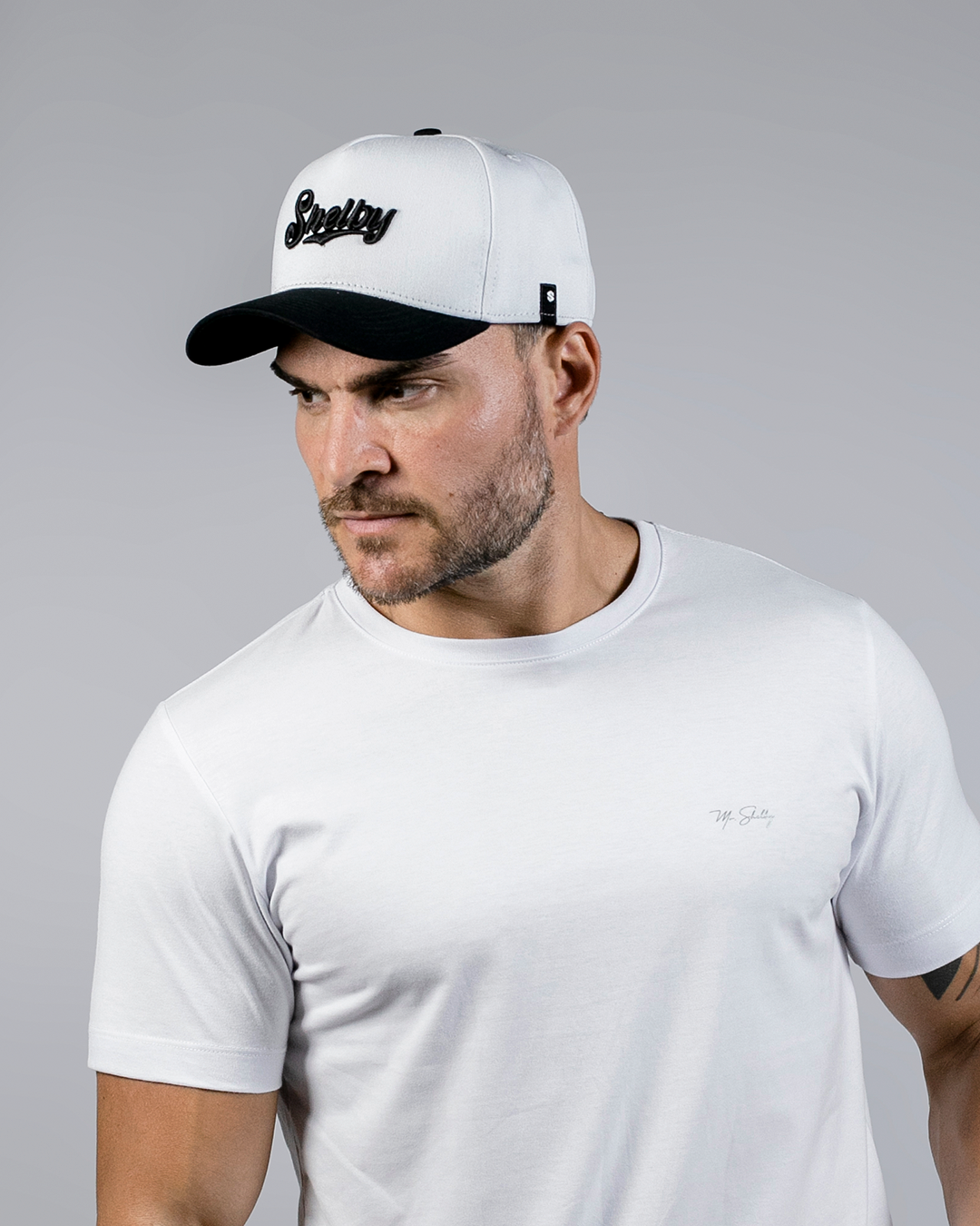 Boné Aba Curva Snapback Mr. Shelby MS-3 Branco e Preto