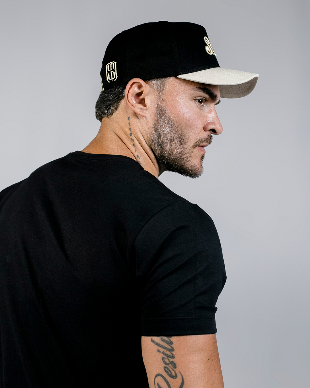 Boné Aba Curva Snapback Mr. Shelby MS-3 Preto e Bege