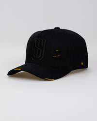 Boné Aba Curva Snapback Mr. Shelby MS-1 Destroyed Details Preto e Amarelo