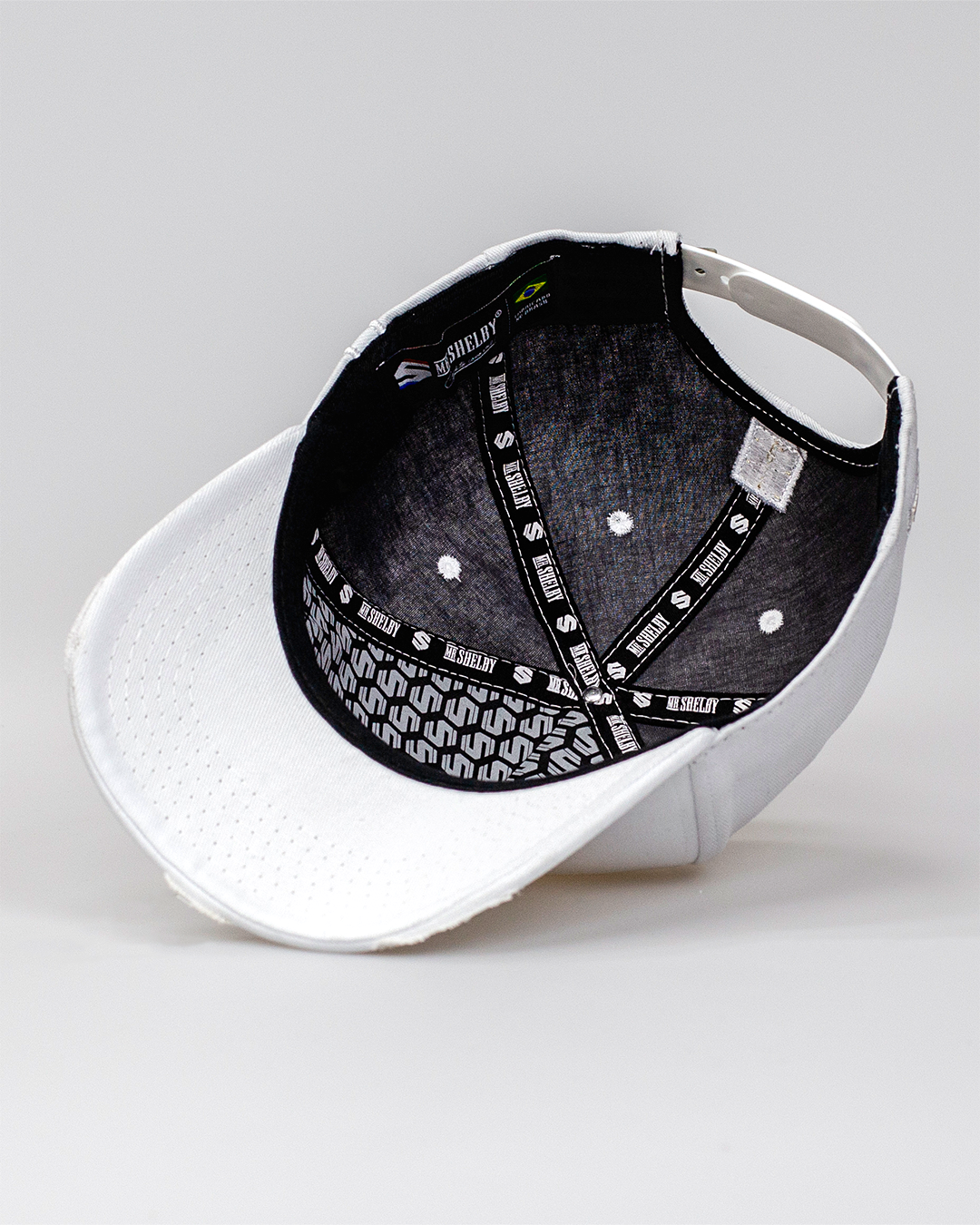 Boné Aba Curva Snapback Mr. Shelby MS-1 Destroyed Branco e Chumbo
