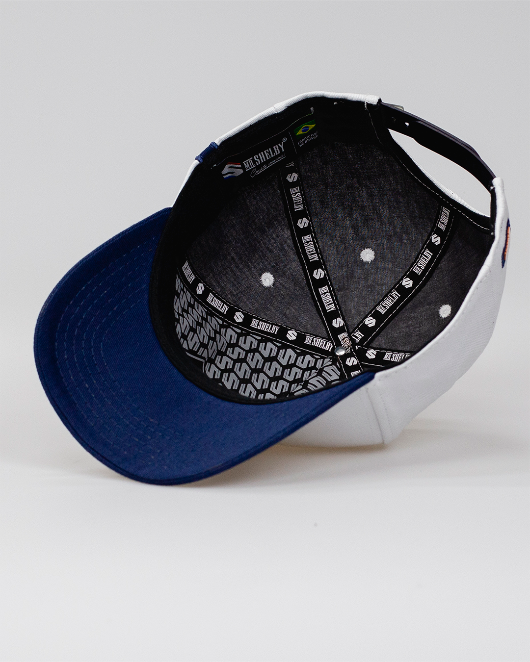 Boné Aba Curva Snapback Mr. Shelby MS-1 Branco e Azul
