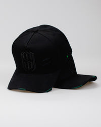 Boné Aba Curva Snapback Mr. Shelby MS-1 Destroyed Details Preto e Verde