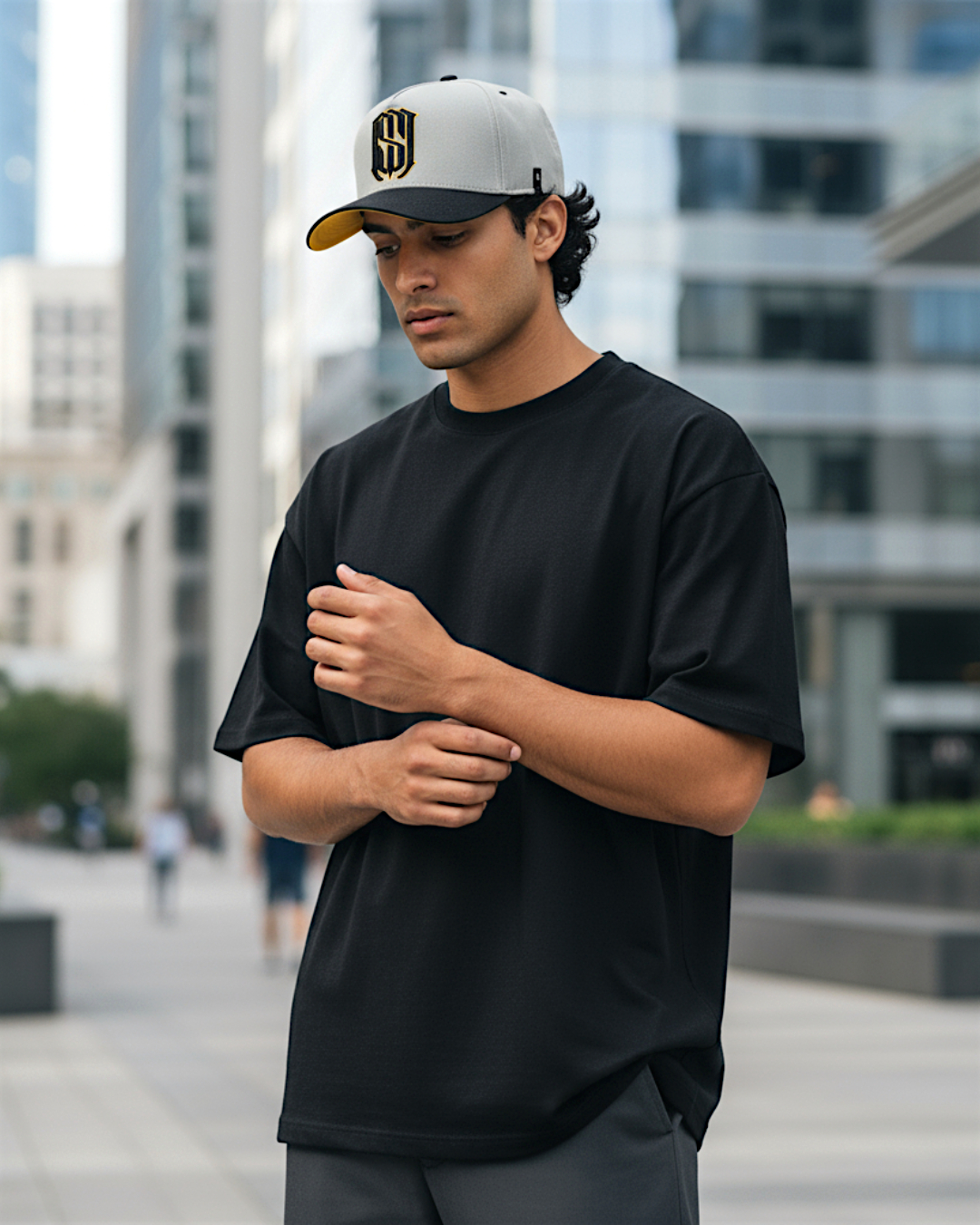 Boné Aba Curva Snapback Mr. Shelby MS-1 Cinza e Preto