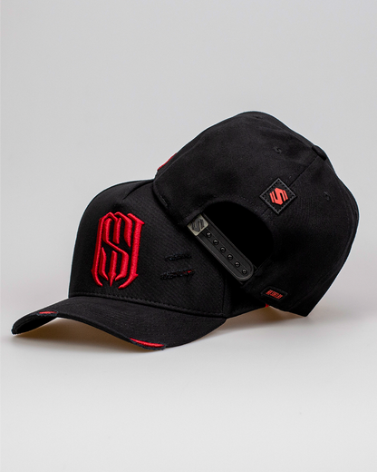 Boné Aba Curva Snapback Mr. Shelby MS-1 Preto e Vermelho