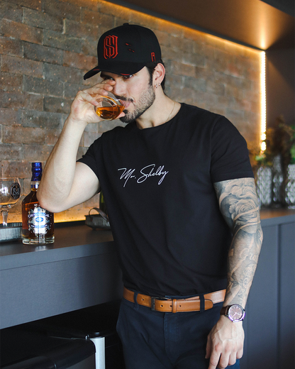 Boné Aba Curva Snapback Mr. Shelby MS-1 Preto e Vermelho