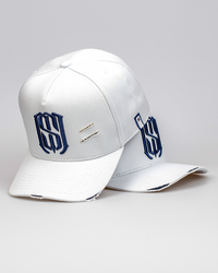 Boné Aba Curva Snapback Mr. Shelby MS-1 Destroyed Branco e Azul