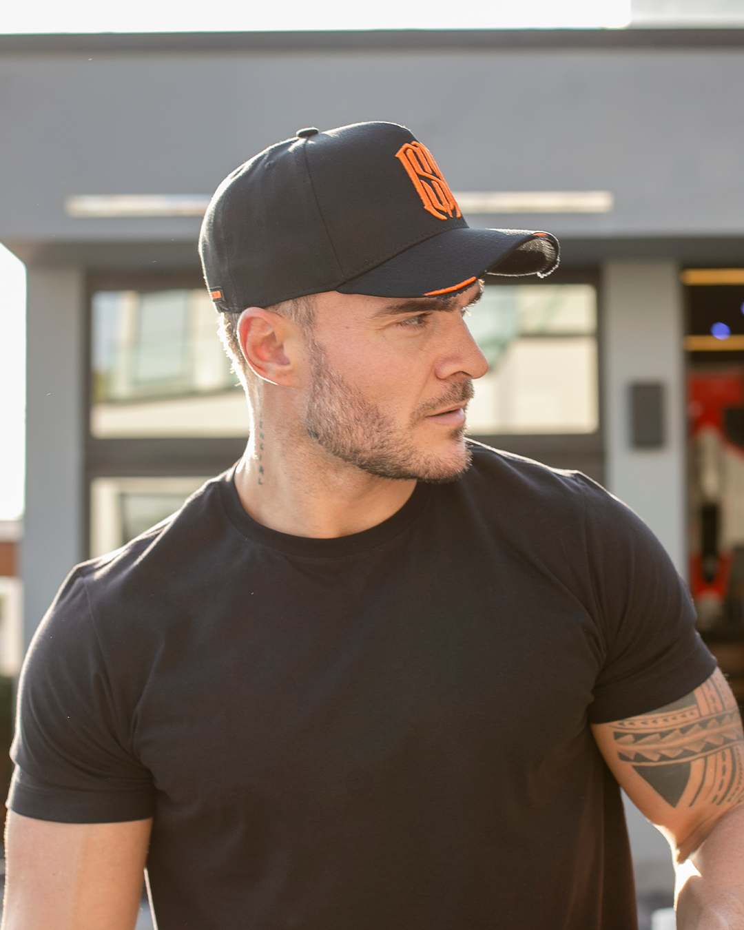 Boné Aba Curva Snapback Mr. Shelby MS-1 Destroyed Preto e Laranja