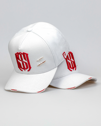 Boné Aba Curva Snapback Mr. Shelby MS-1 Destroyed  Branco e Vermelho