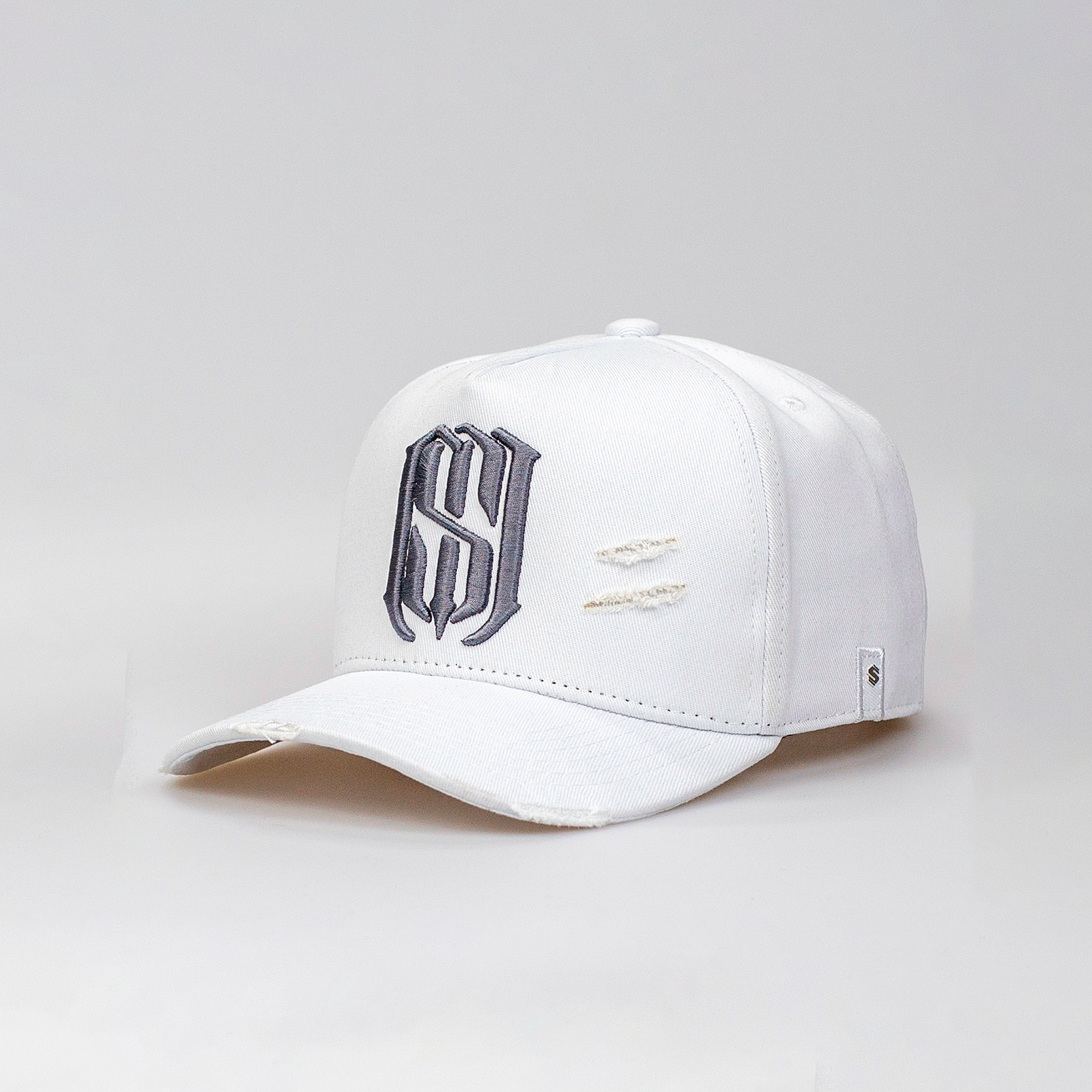 Boné Aba Curva Snapback Mr. Shelby MS-1 Destroyed Branco e Chumbo