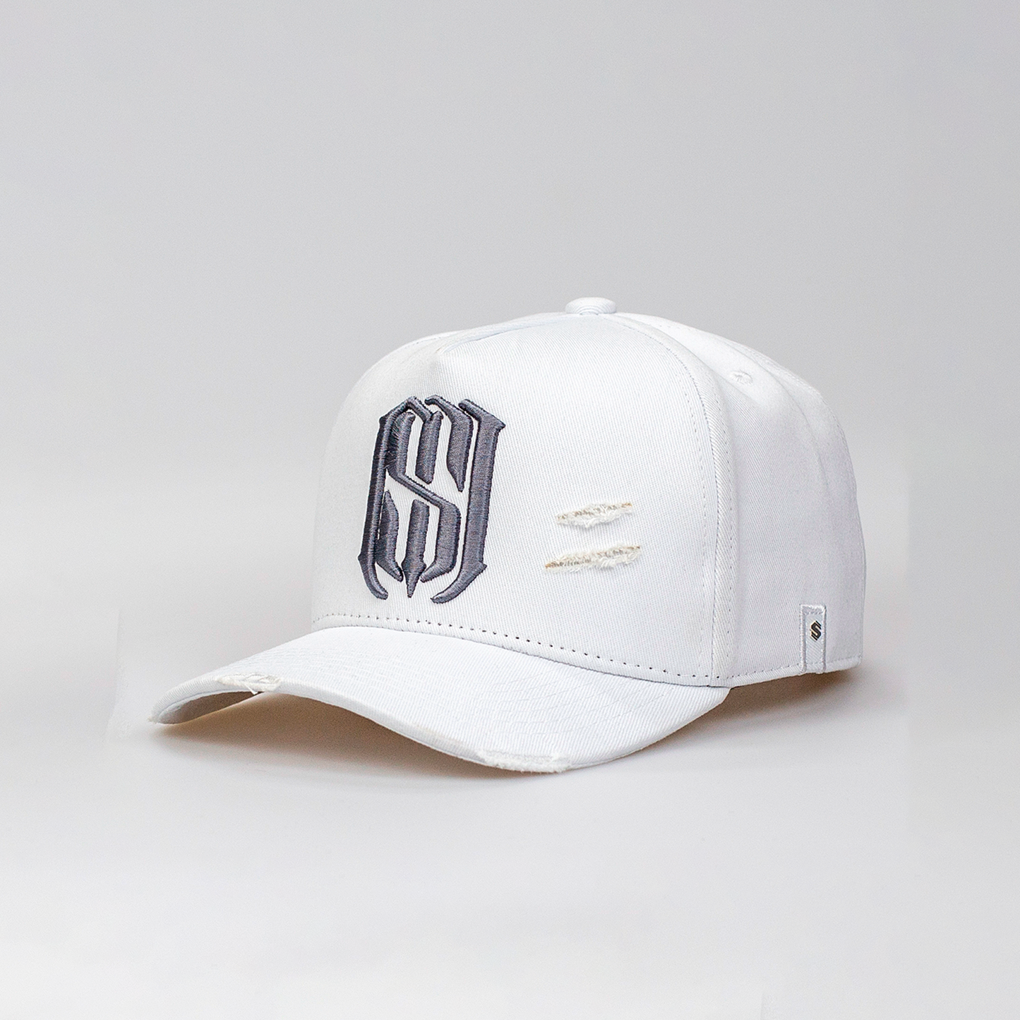 Boné Aba Curva Snapback Mr. Shelby MS-1 Destroyed Branco e Chumbo