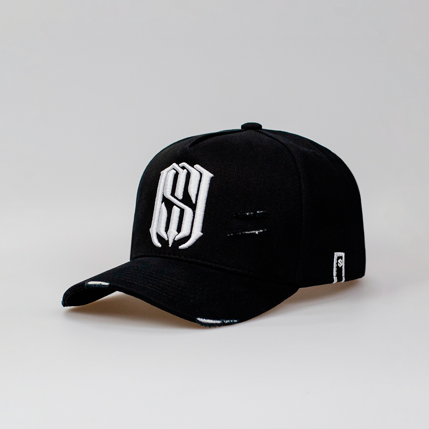 Boné Aba Curva Snapback Mr. Shelby MS-1 Destroyed Preto e Branco