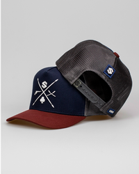 Boné Mr. Shelby Trucker TRENCH Azul Marinho - Vinho e Cinza