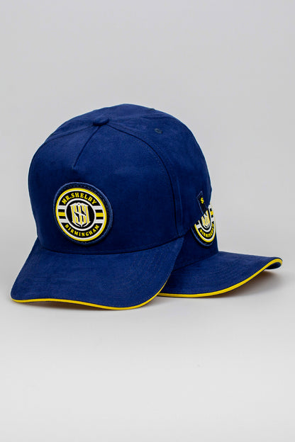 Boné Aba Curva Snapback Mr. Shelby Suede Azul e Amarelo