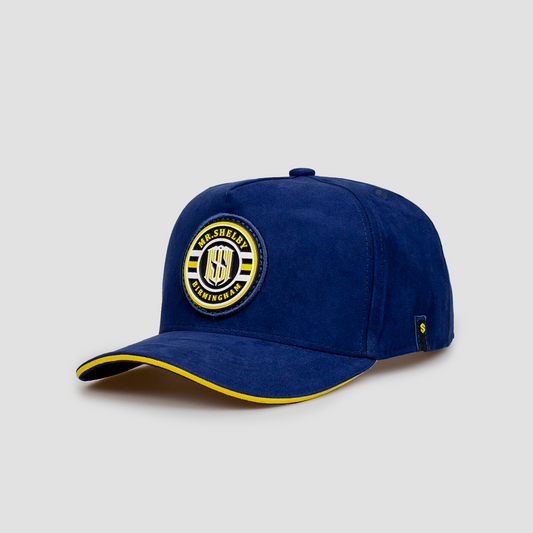 Boné Aba Curva Snapback Mr. Shelby Suede Azul e Amarelo