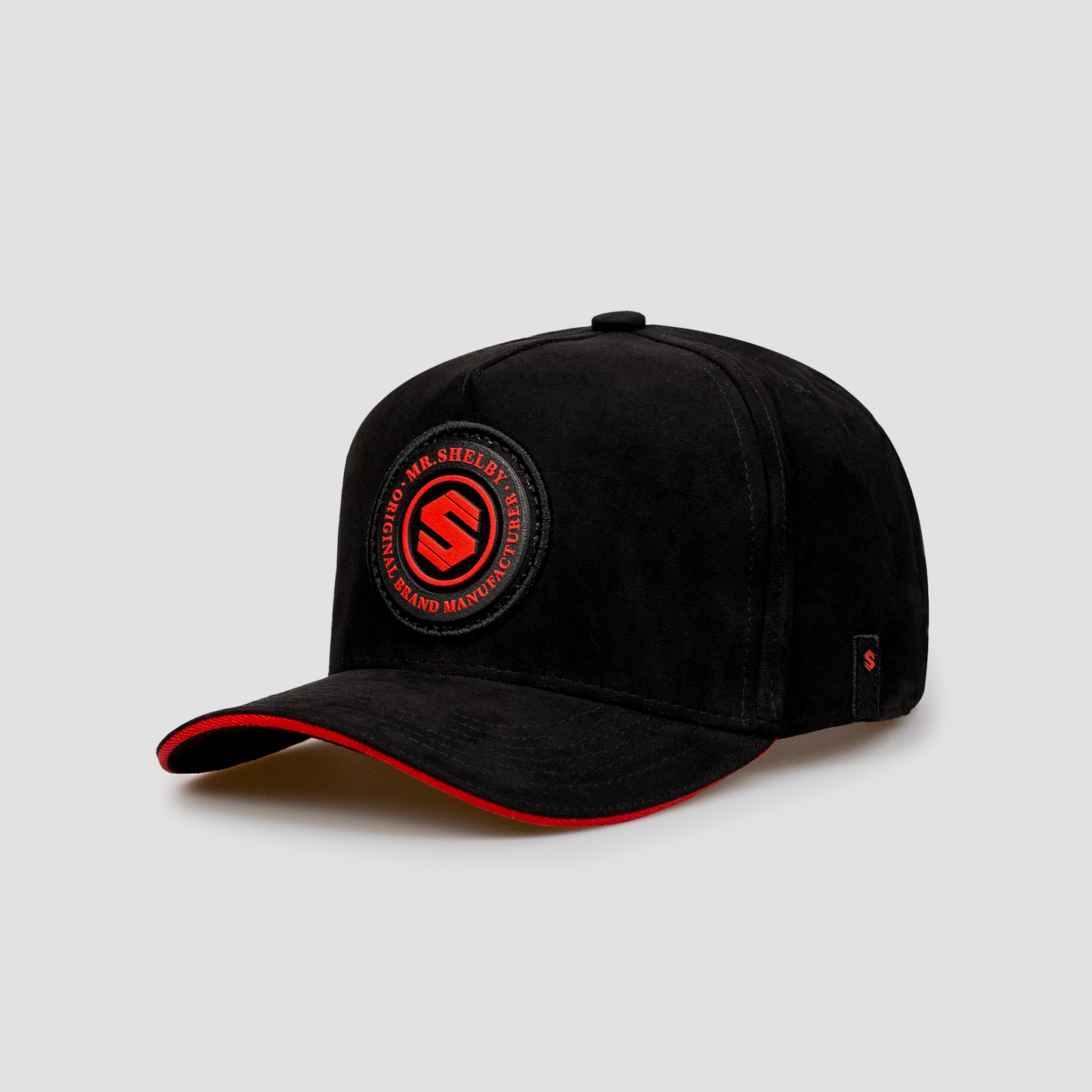 Boné Aba Curva Snapback Mr. Shelby Suede Preto e Vermelho