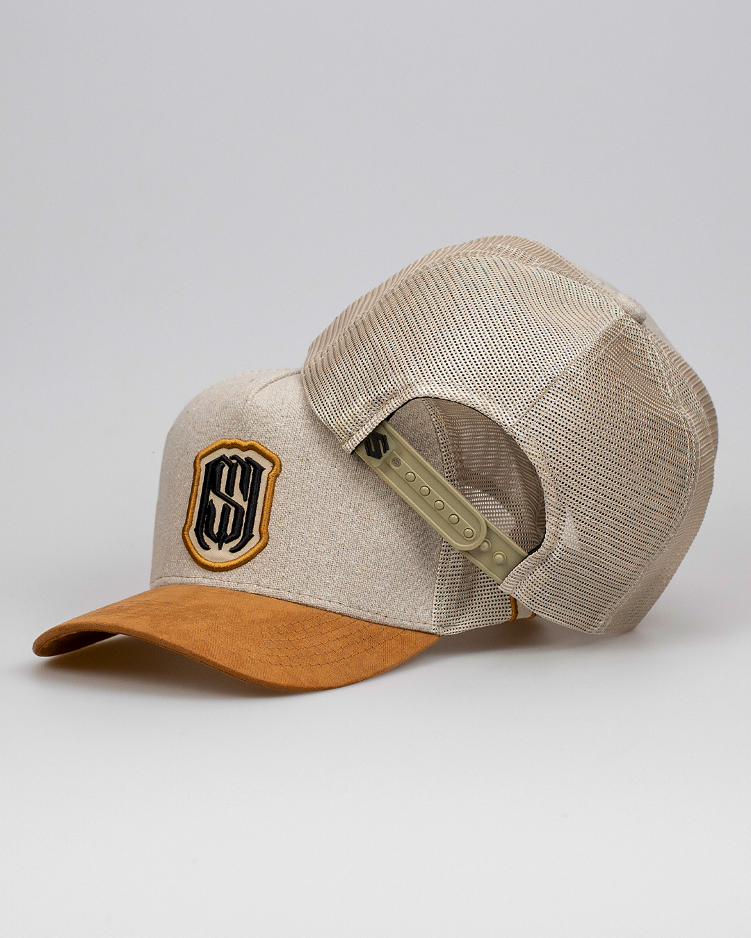 Boné Mr. Shelby Trucker MS-1 Off White e Caramelo