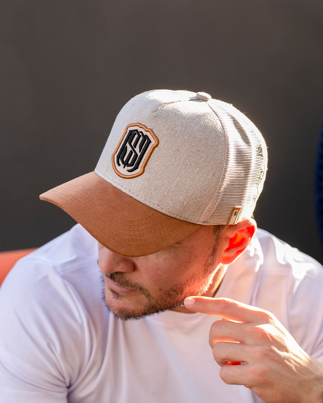 Boné Mr. Shelby Trucker MS-1 Off White e Caramelo