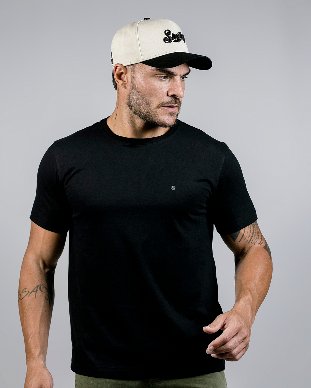 Boné Aba Curva Snapback Mr. Shelby MS-3 Bege e Preto