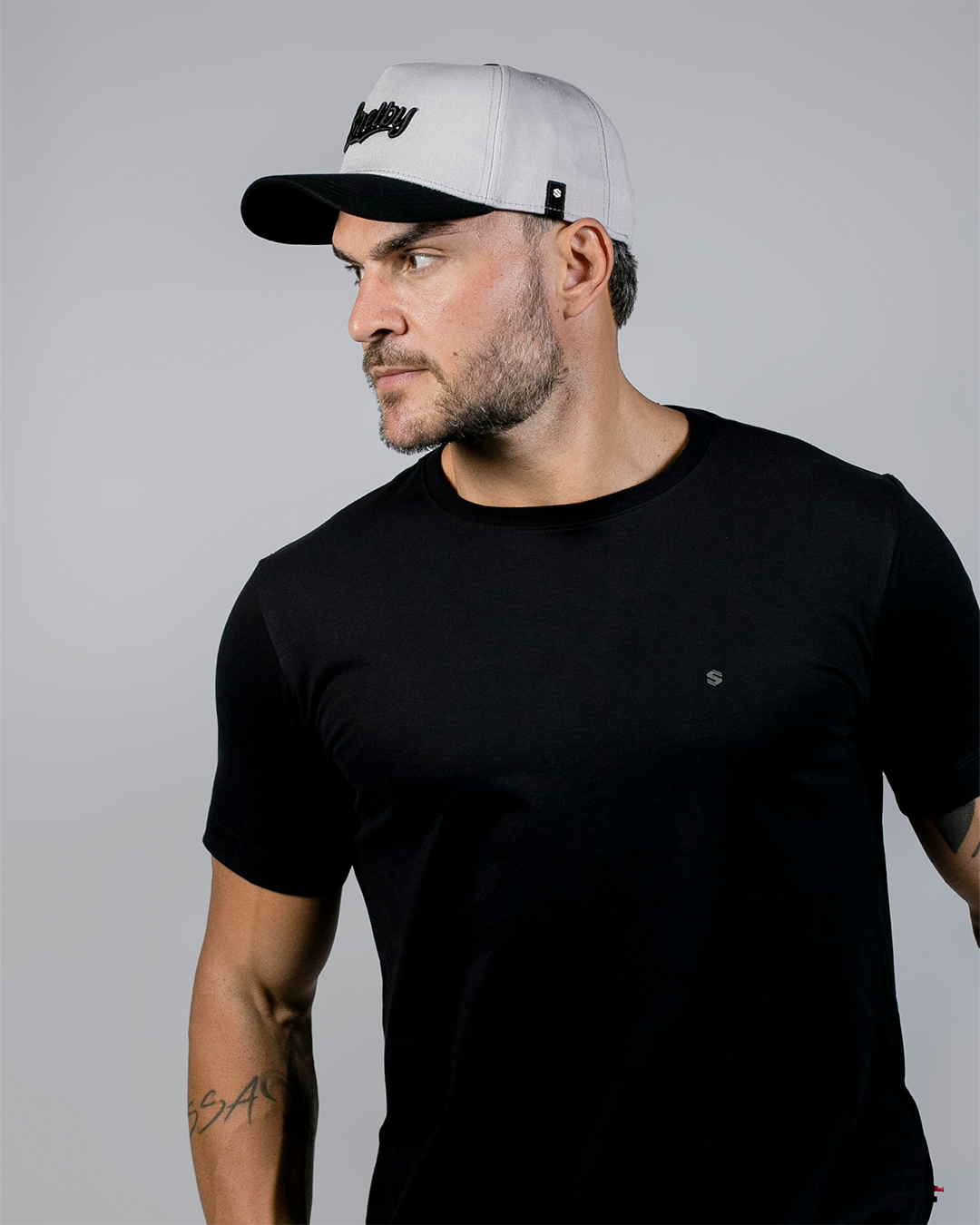 Boné Aba Curva Snapback Mr. Shelby MS-3 Cinza e Preto