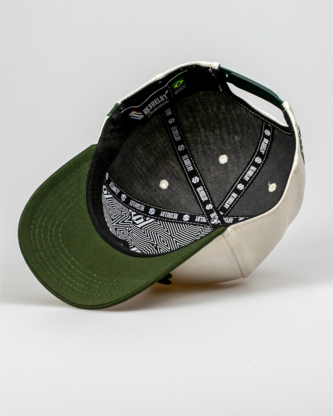 Boné Aba Curva Snapback Mr. Shelby MS-3 Off White  e Verde