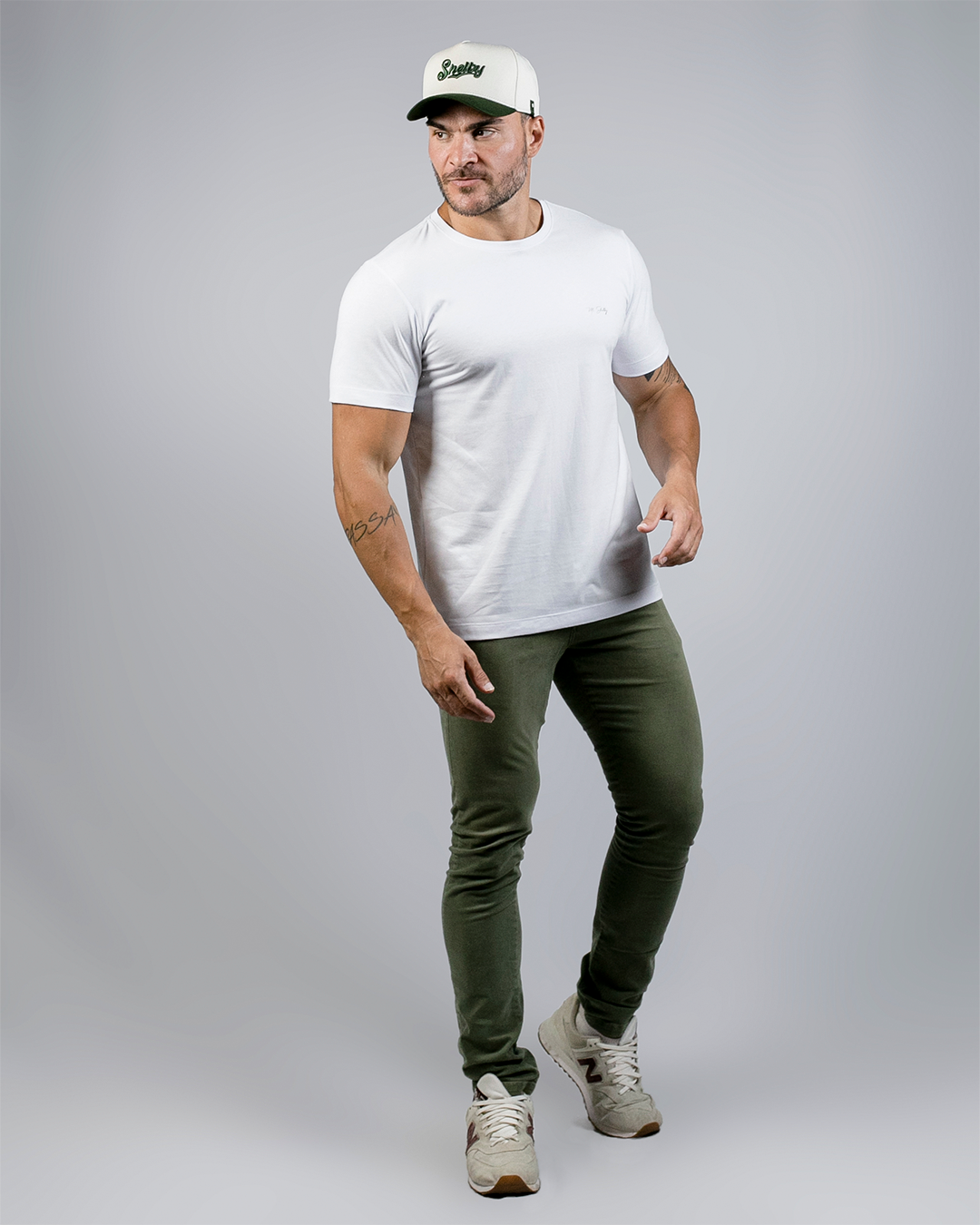 Boné Aba Curva Snapback Mr. Shelby MS-3 Off White  e Verde