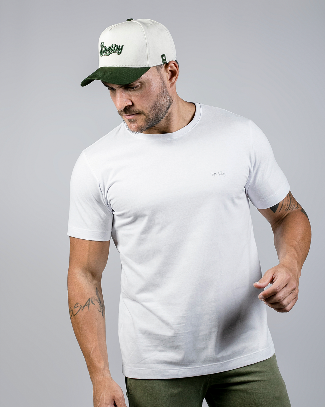 Boné Aba Curva Snapback Mr. Shelby MS-3 Off White  e Verde