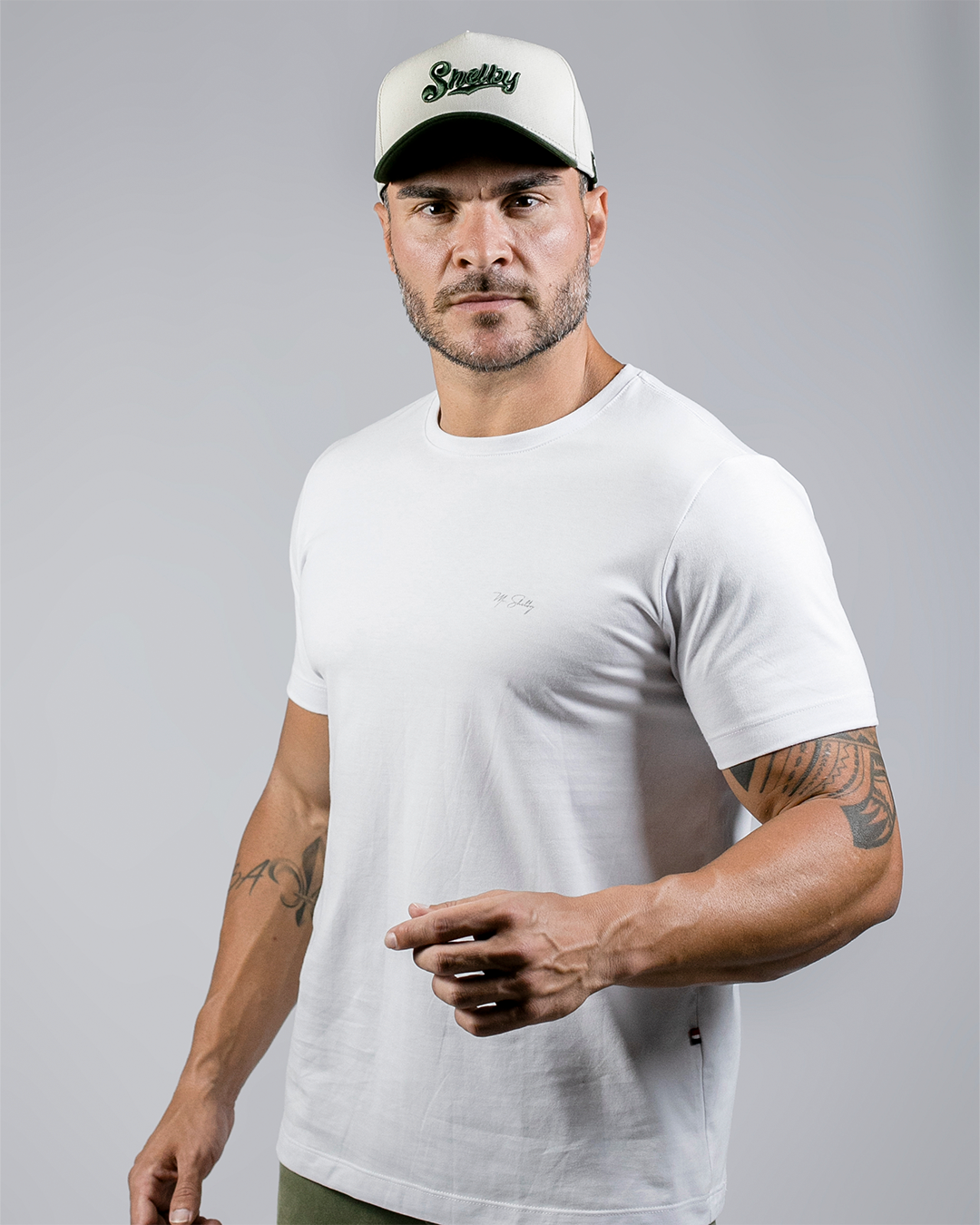 Boné Aba Curva Snapback Mr. Shelby MS-3 Off White  e Verde