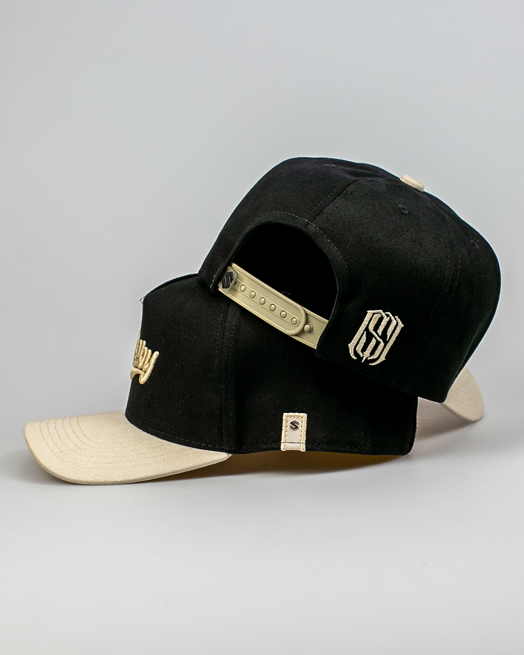 Boné Aba Curva Snapback Mr. Shelby MS-3 Preto e Bege
