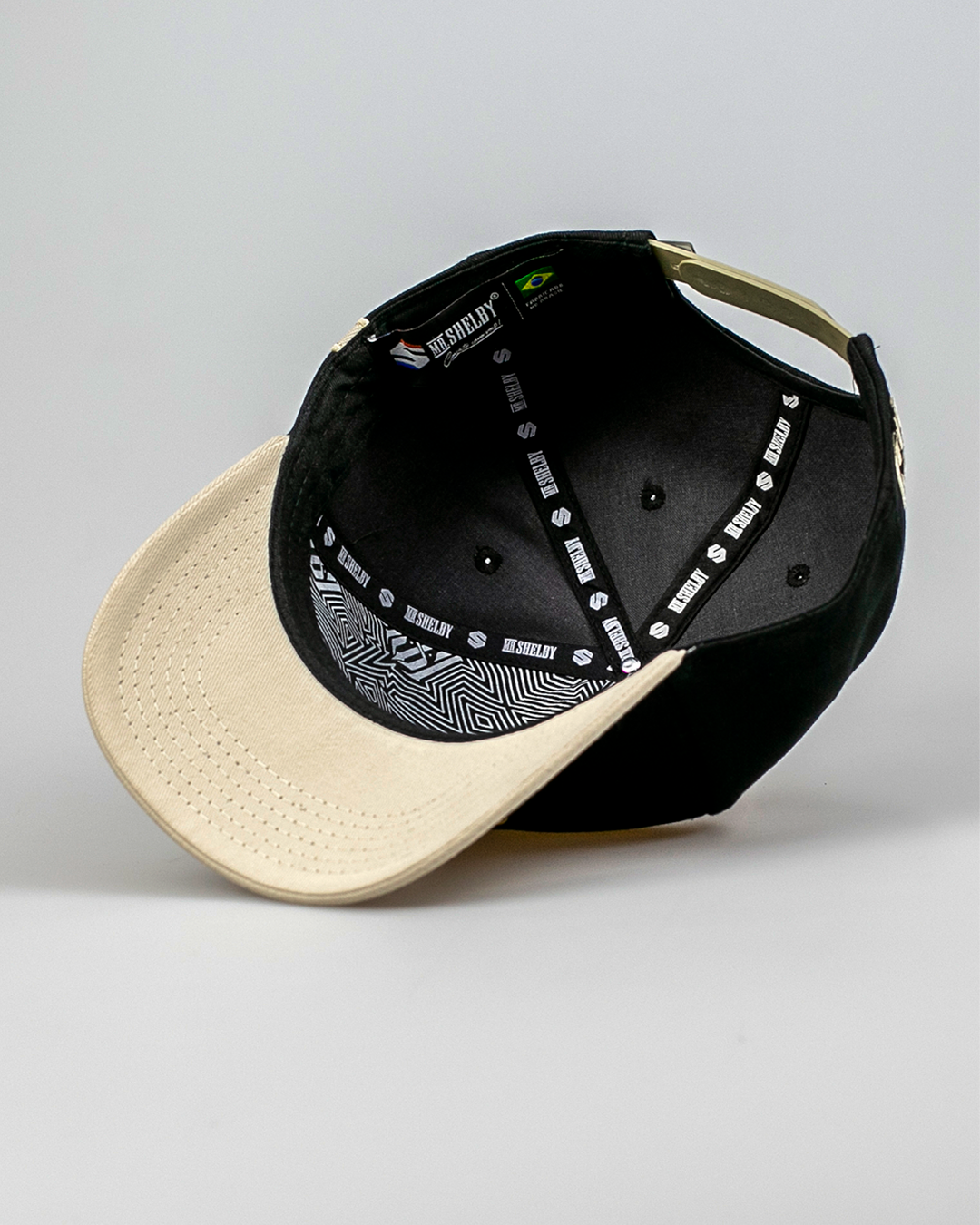 Boné Aba Curva Snapback Mr. Shelby MS-3 Preto e Bege