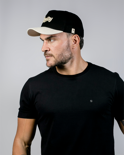 Boné Aba Curva Snapback Mr. Shelby MS-3 Preto e Bege