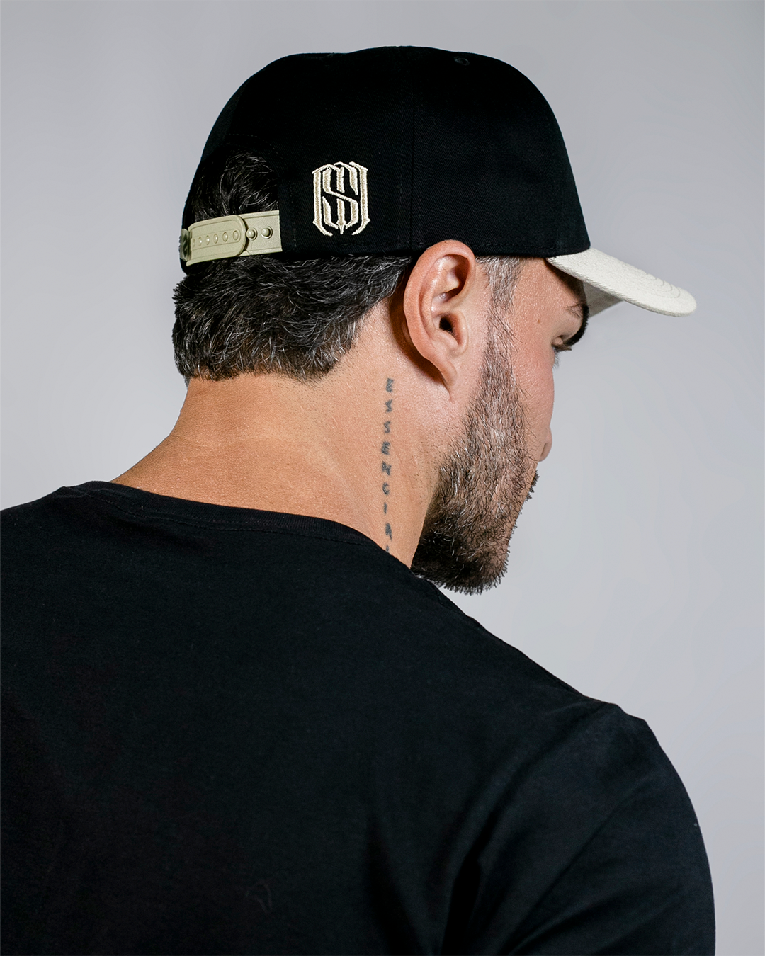 Boné Aba Curva Snapback Mr. Shelby MS-3 Preto e Bege