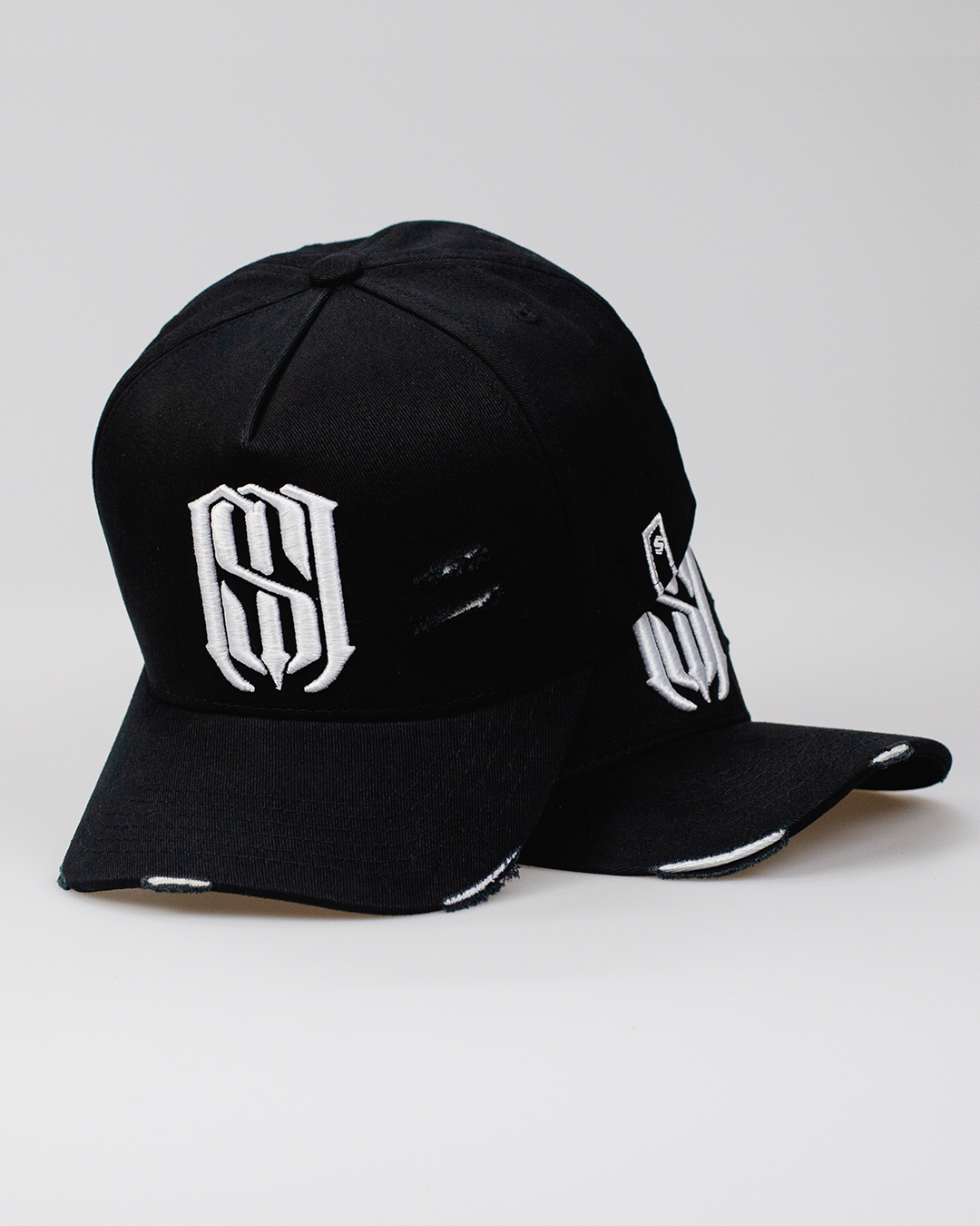 Boné Aba Curva Snapback Mr. Shelby MS-1 Destroyed Preto e Branco