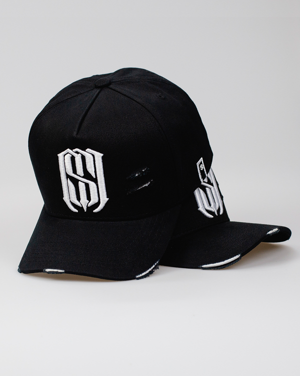 Boné Aba Curva Snapback Mr. Shelby MS-1 Destroyed Preto e Branco