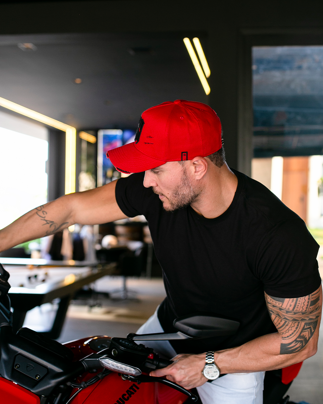 Boné Aba Curva Snapback Mr. Shelby MS-1 Destroyed Vermelho