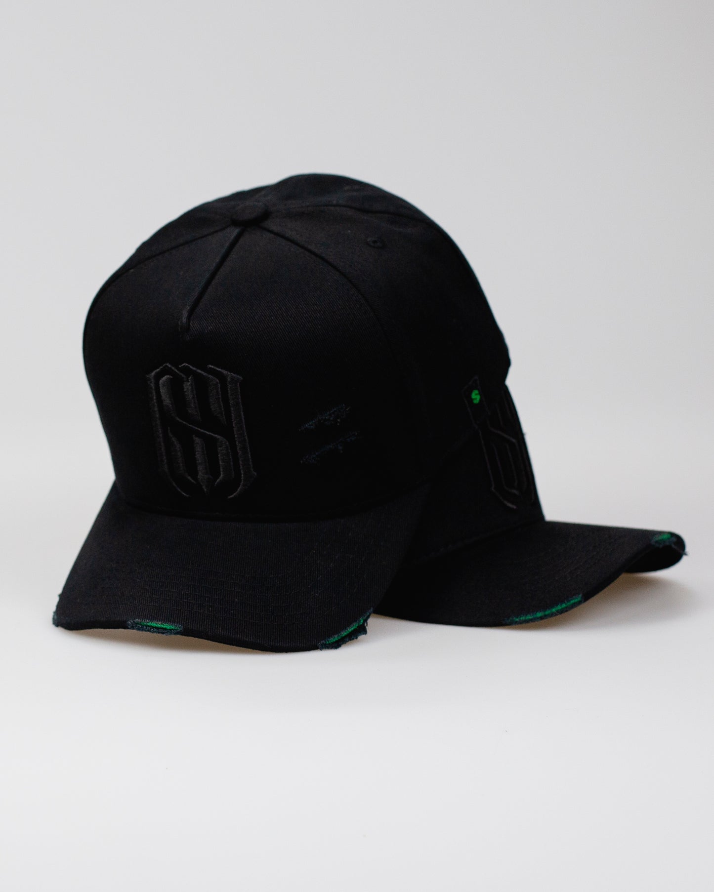 Boné Aba Curva Snapback Mr. Shelby MS-1 Destroyed Details Preto e Verde