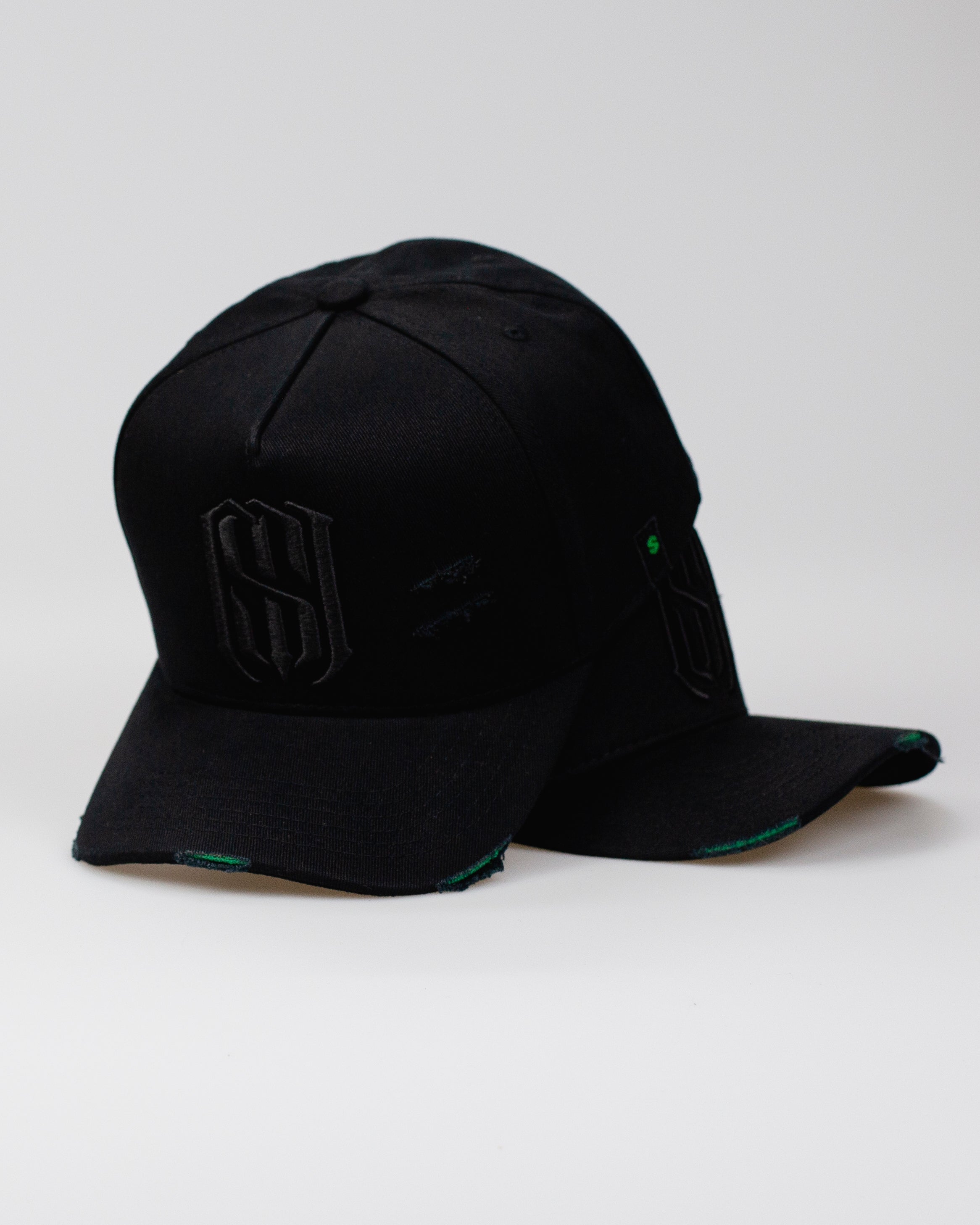 Boné Aba Curva Snapback Mr. Shelby MS-1 Destroyed Details Preto e Verde