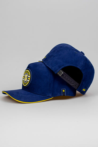 Boné Aba Curva Snapback Mr. Shelby Suede Azul e Amarelo