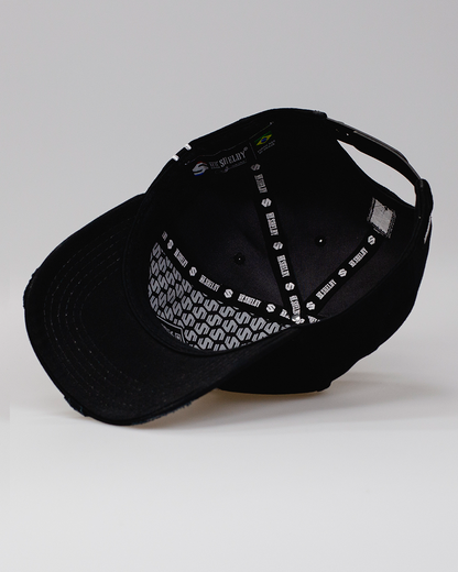 Boné Aba Curva Snapback Mr. Shelby MS-1 Destroyed Preto e Branco