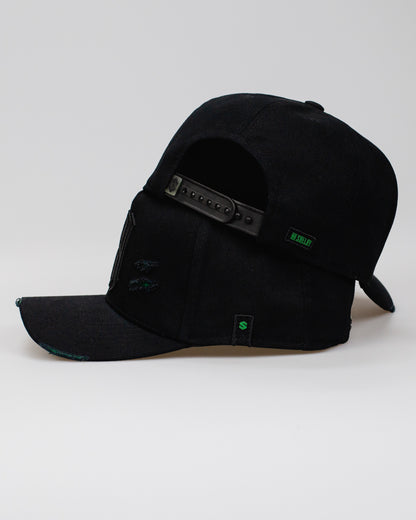 Boné Aba Curva Snapback Mr. Shelby MS-1 Destroyed Details Preto e Verde