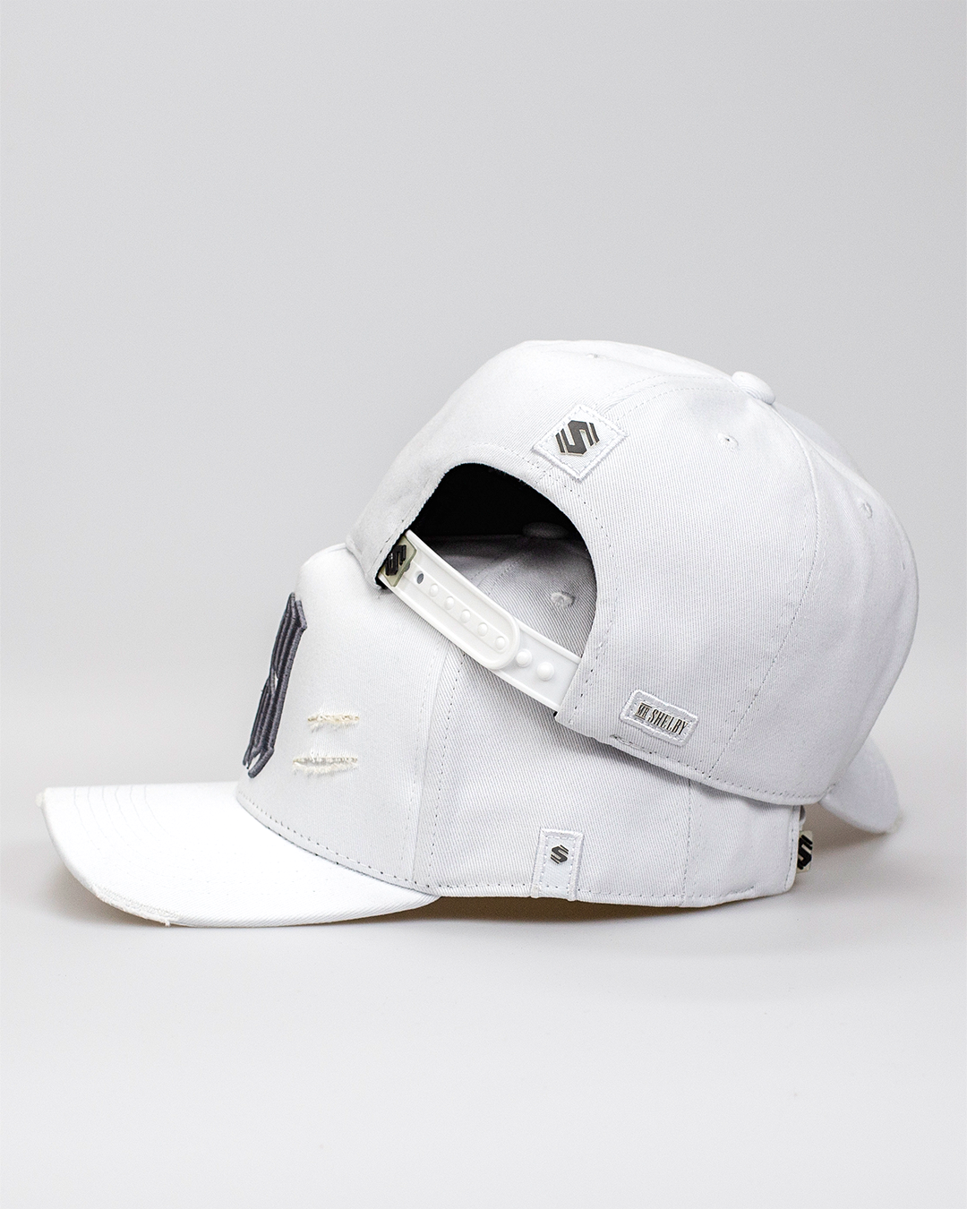 Boné Aba Curva Snapback Mr. Shelby MS-1 Destroyed Branco e Chumbo