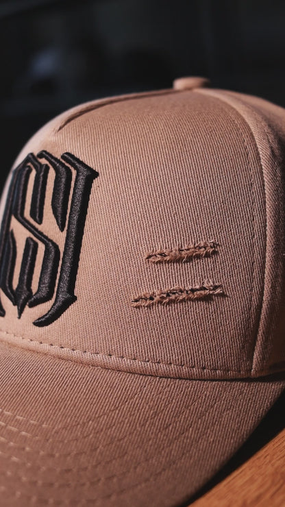 Boné Aba Curva Snapback Mr. Shelby MS-1 Destroyed Bege Preto